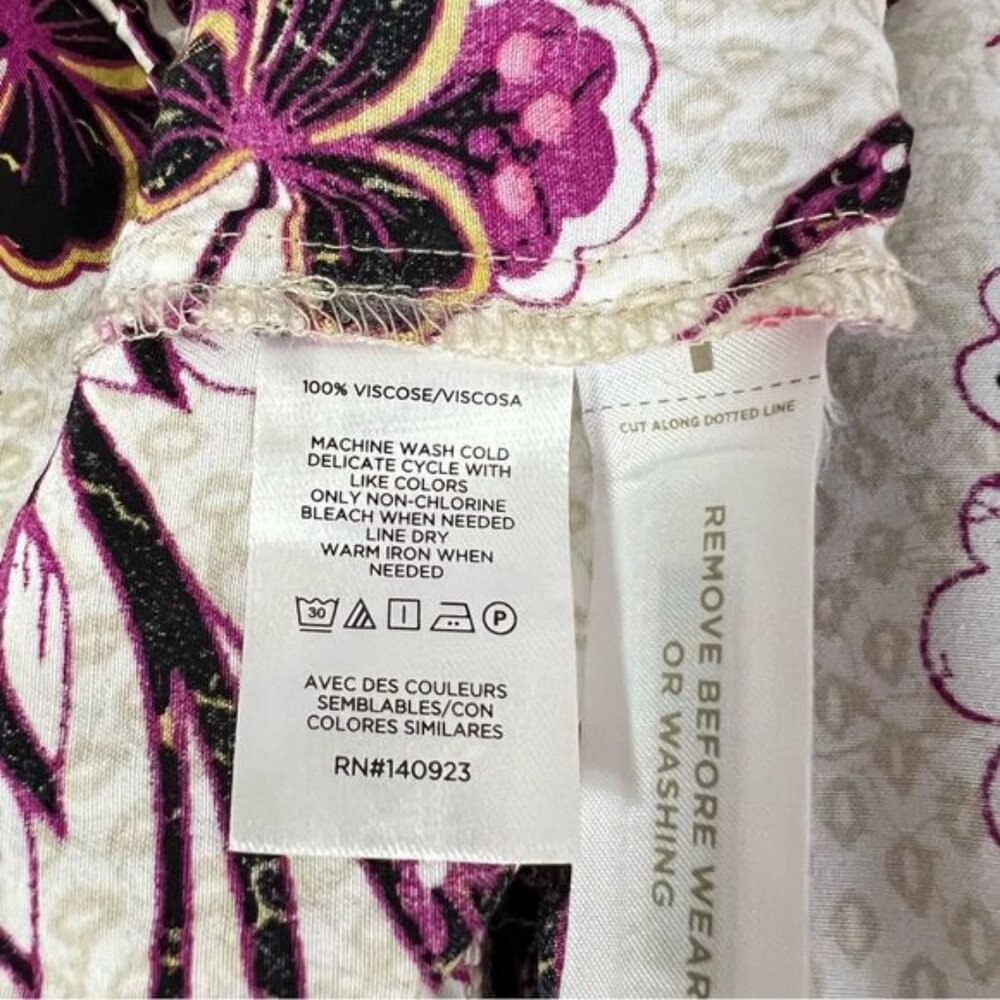 Loft Womens Floral Dress Size XL Cream Purple Long Sleeve Dressy Romantic Spring - Picture 7 of 10